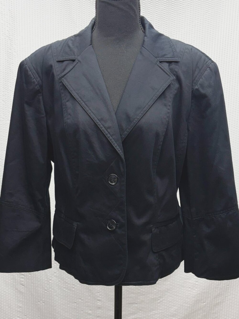 Worthington Stretch Blazer Women’s 18 Black 3/4 Sleeve Buckle Detail Lined l EUC